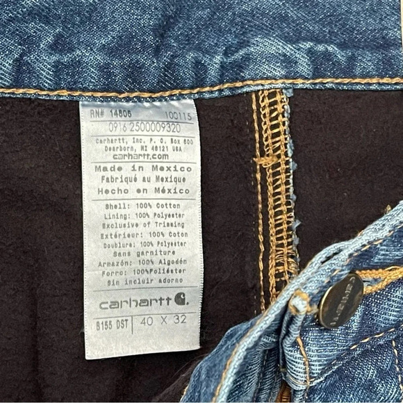 Carhartt Relaxed Fit Fleece Lined Straight Leg Jeans Workwear Size 40 NWT - Picture 3 of 10